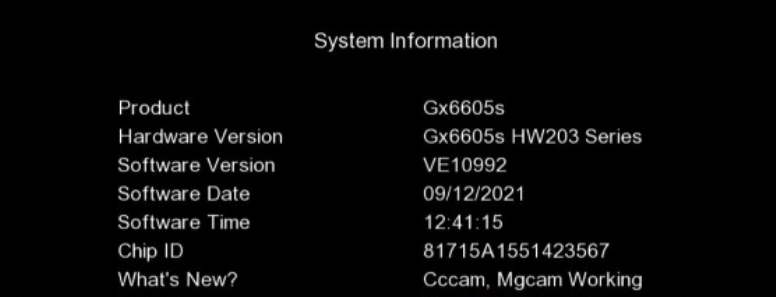 Gx6605s HW203 Software Update - F1F2 Receivers VideoCon OK