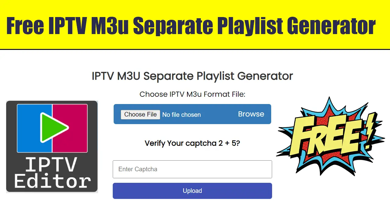 Free IPTV M3u Separate Playlist Generator